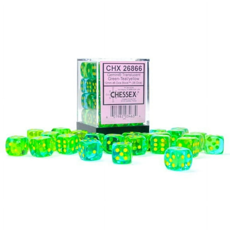 Chessex Dice Set – 12mm Gemini: Translucent Red-Violet/Gold Dice Block – Dungeons and Dragons D&D DND TTRPG Dice – Includes 36 Dice – D6