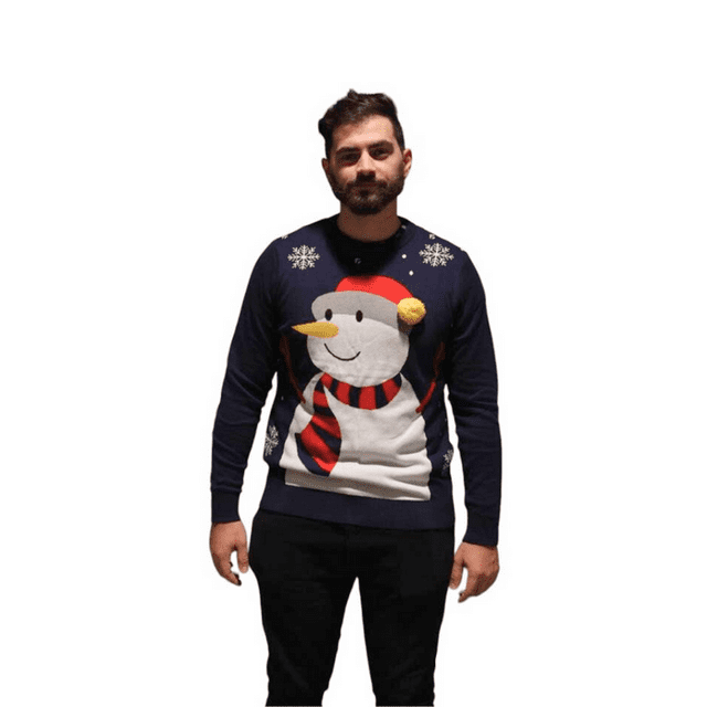 Snowman Chandail avec Pompon Chandail Ugly Christmas pour Hommes