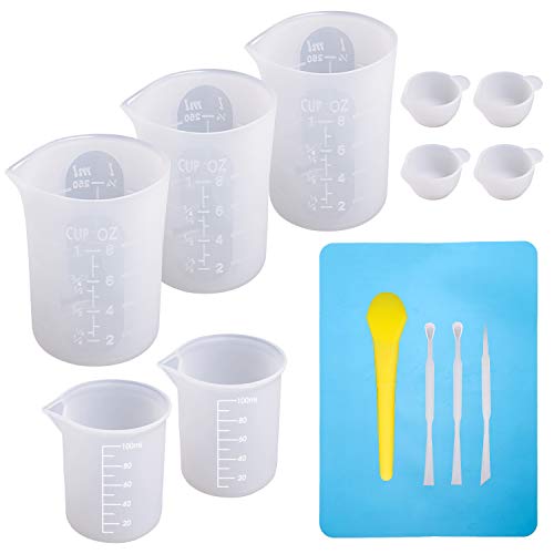 Precise Scale 3 PCS OBSEDE 250 ml Silicone Measuring Cups for Resin Jewelry Making Non-Stick Mixing Soft Scale Cups Small Capacity Tools