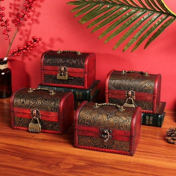 Nostalgic Zakka Wooden Storage Box - Handcrafted Vintage Design for Jewelry, Candy, Small Electronics | Creative Gift Packaging Solution | Durable Wood Construction | Lightweight & Portable | Bulk