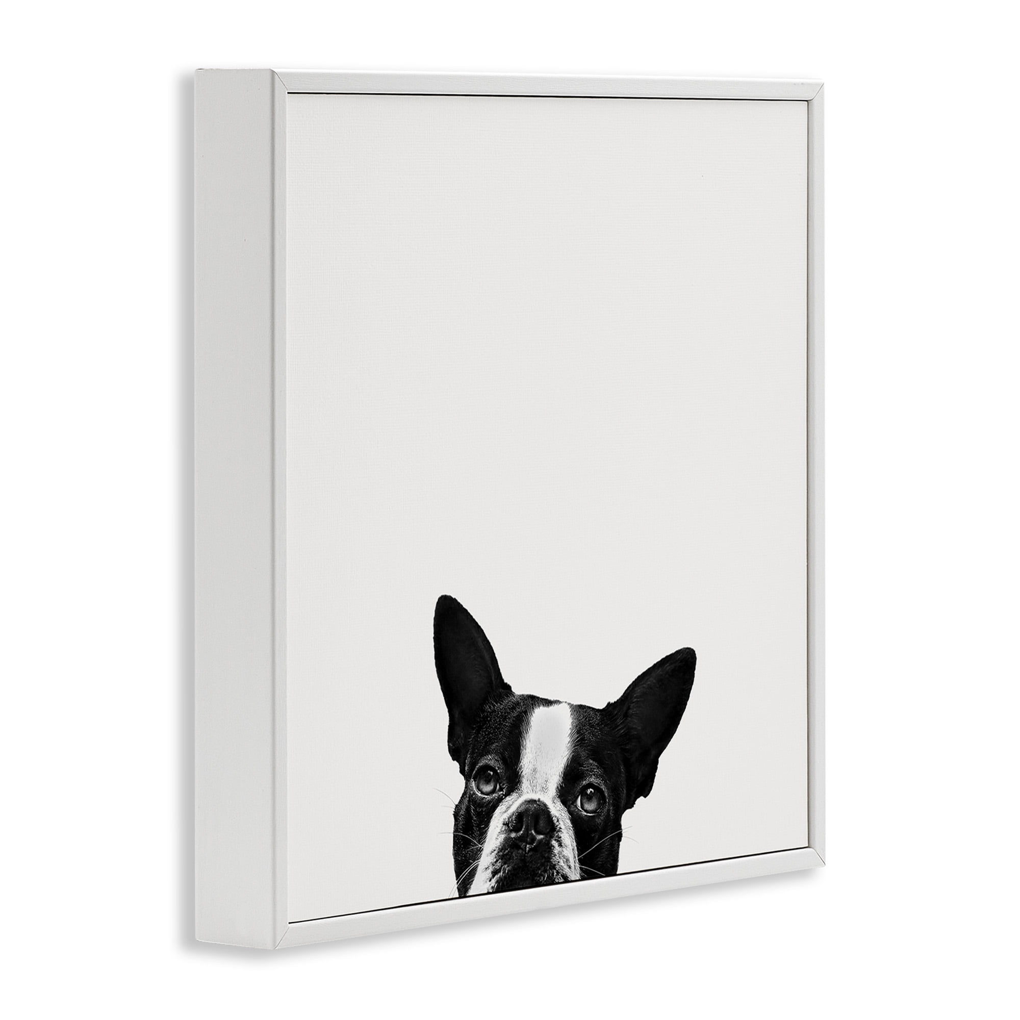 Stupell Industries Dog Peeking From Below Animals & Insects Painting White Framed Art Print Wall Art, 24 x 24