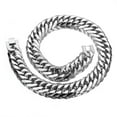 thumbnail image 3 of HEAVY 19/21mm Silver Cut Curb Cuban Link Chain 316L Stainless Steel Men Necklace, 3 of 5