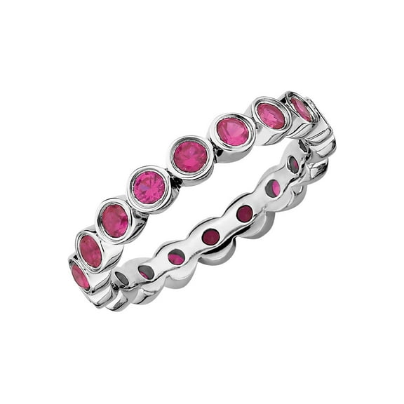 Gem & Harmony Created Synthetic Ruby Ring 1.70 Carat (Ctw) in Sterling Silver for Women