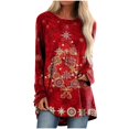 thumbnail image 1 of Long Sleeve Shirts for Women Dressy Casual Crew Neck Hem Flowy Tops Color Block Geometry Printed Oversized Loose Tunic Shirts Graphic Tees for Spring Fall #B06-Orange S, 1 of 5