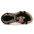 thumbnail image 5 of SHIBEVER Women Sandals Summer Flats Sandal Comfortable Bohemian Sandals Casual Beach Sandal Elastic Ankle Strap Walking Shoes Black, 5 of 5