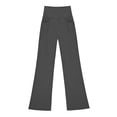 thumbnail image 5 of Rotm Girls Leggings Girls High Waisted Flare Leggings Crossover Cute Wide Leg Solid Full Length Yoga Pants with Pockets Dark Gray,9-10 Years, 5 of 6