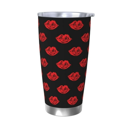 

Tideii Red Beautiful Lips for 20OZ Car Cup Stainless Steel Cold and Hot Cup with Lid Suitable for Outdoor and Home Unisex-Without Straw