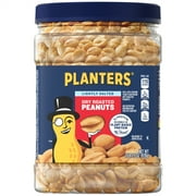 PLANTERS Lightly Salted Dry Roasted Peanuts, Party Snacks, Plant-Based Protein, 2.16 lb Canister