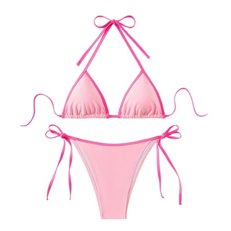 Hwmodou Sexy Thong String Bikinis Swimsuits Women G Cup Retro Sexy High Waisted Racerback Bathing Suits Gray
