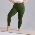 thumbnail image 2 of Yoga Leggings for Women Plus Size Butt Lifting Low Waist Pull on Compression Pants 7/8 Length Tummy Control Swim Leggings Army Green 4XL, 2 of 5