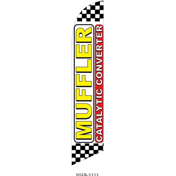 Muffler Catalytic Converter Feather Banner Swooper Flag -No Wind Required- Replacement FLAG ONLY