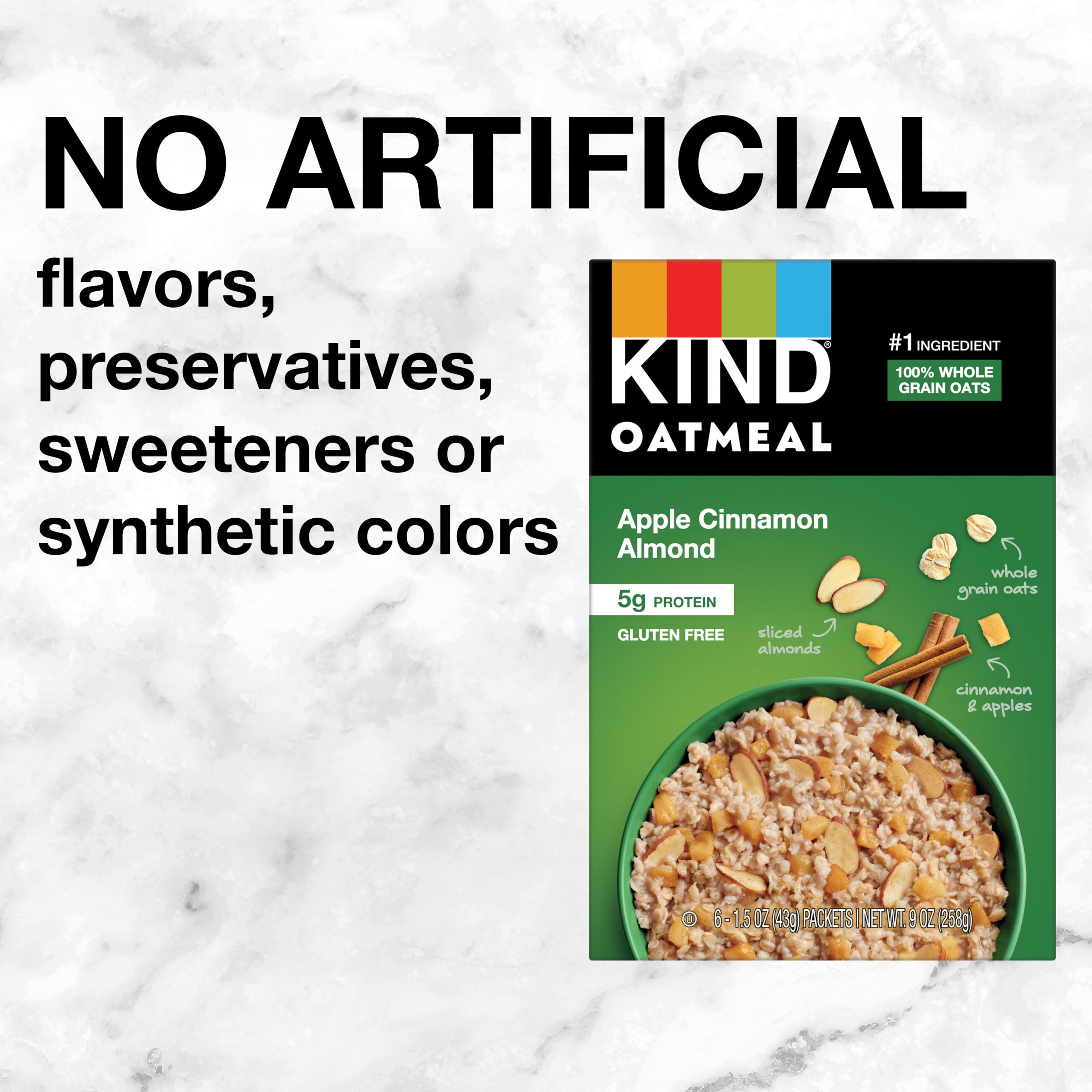 KIND Gluten Free Apple Cinnamon & Almond Oatmeal, 1.5 oz, 6 Count