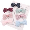 thumbnail image 1 of 7PCS Girl's Hair Bow Clip Cute Stripe Bow Alligator Clip Ribbon Bow Hair Clip, 1 of 9