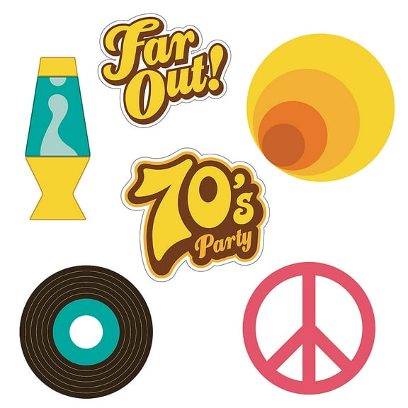 70'S Party Cutouts (6Pc) - Party Decor - 6 Pieces