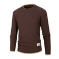 thumbnail image 2 of Gubotare Men's Crewneck Sweater Wool Knitting Round Neck Versatile Stand Collar Color Blocking Long Sleeve Cardigan (Coffee, M), 2 of 5