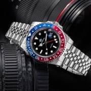 ADDIESDIVE Mens Watch Swiss GMT Quartz Movement Dive Watch 200M Waterproof with Rotating Aluminum Bezel & Luminous for Diving, Travel, Business