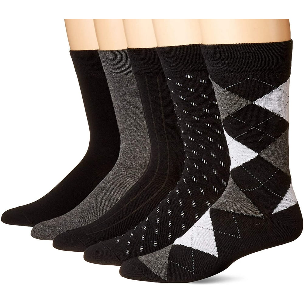 KIPFITT - Men’s Dress Socks 5 Pack Black Assorted - Walmart.com