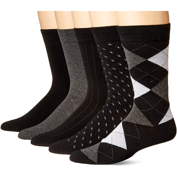 KIPFITT - Men's Dress Socks 5 Pack Black Assorted - Walmart.com ...