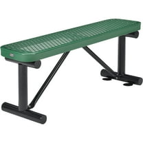 Global Industrial 4' Outdoor Steel Flat Bench Expanded Metal Green