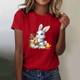 thumbnail image 2 of Yxbdin Womens Easter Shirt Plus Size Short Sleeve T Shirts Crew Neck Cute Bunny Graphic Tee 3/4 Sleeve Casual Spring Summer Tops Wine M, 2 of 6