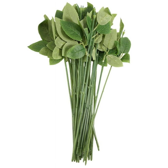 50pcs Artificial Fake Rose Flower Stems For Diy Handmade Bouquet Leaf Vein Wedding Home Decoration