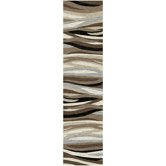Mayberry Rug Axel Impulse Waves Striped Area Rug Brown 2'3"x7'7" 8' Runner