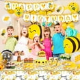thumbnail image 6 of Bee Birthday Decorations,113 Pcs Bee Party Decorations and Tableware Set- Bee Party Plates Cups Napkins Tablecloth & Happy Birthday Bee Banner Balloons Cake Toppers etc Bee Birthday Party Decorations, 6 of 8