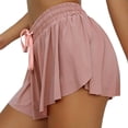 thumbnail image 1 of Pantalones cortos de Yoga con cordón en la cintura, dobladillo con volantes, secado rápido, 2 en 1, pantalones cortos atléticos de doble capa para mujer, para entrenamiento físico, correr, Rosa XXL, 1 of 5