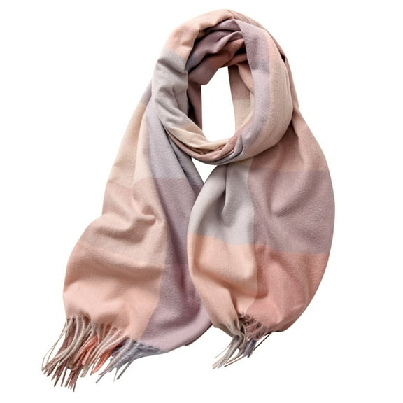 UJNDER Women's Winter Scarf Plaid Blanket Warm Long Elegant Pink One Size
