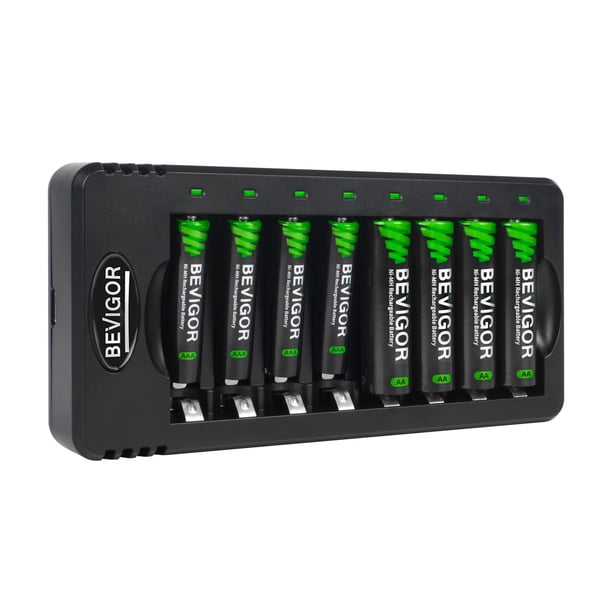 Baterías recargables + Cargador Bevigor AA 2800 mAh x4 + AAA 1100 mAh x4