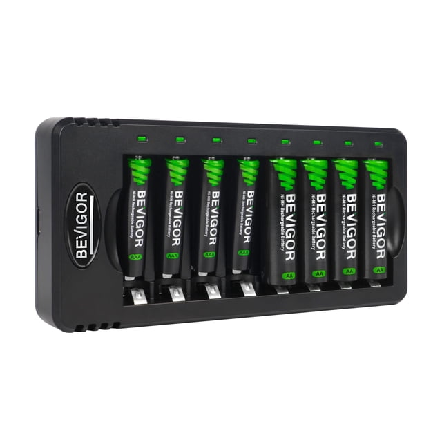 Baterías recargables + Cargador Bevigor AA 2800 mAh x4 + AAA 1100 mAh x4