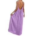 thumbnail image 6 of Hiiko Women's Backless Spaghetti Strap Maxi Dress Casual Solid Color Loose Cami Dresses, 6 of 6