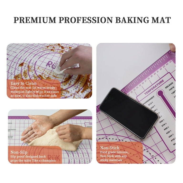 EuChoiz silicone baking mat roll 16in*5ft free cutting, non-slip pastry mat,  non-stick