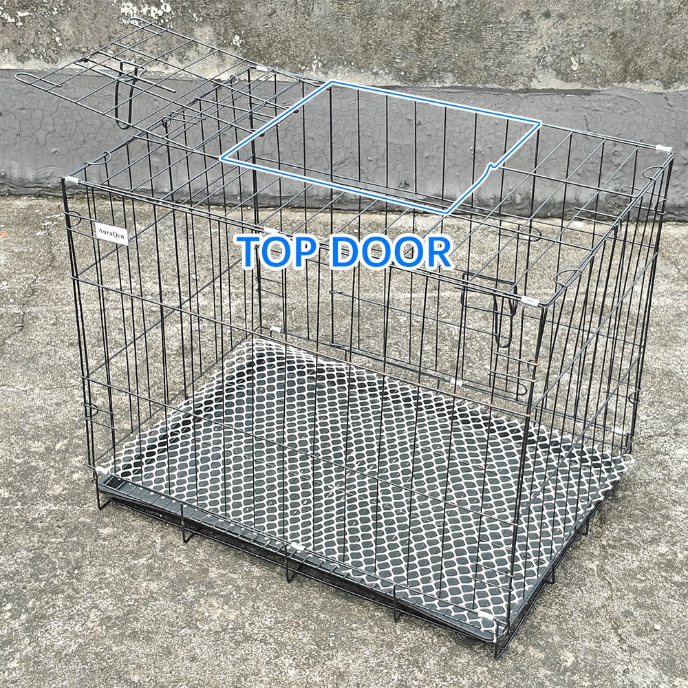 Sturdy Iron Pet Cage for Cats & Dogs - 22.8"x16.5"x19.3" Heavy-Duty Enclosure with Secure Lock & Non-Slip Grid Floor, Perfect for Crate Training & Safe Play