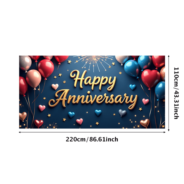 Happy Anniversary Backdrop Party Props Balloon Decorations Celebration Banner Photography Background Wedding Supplies