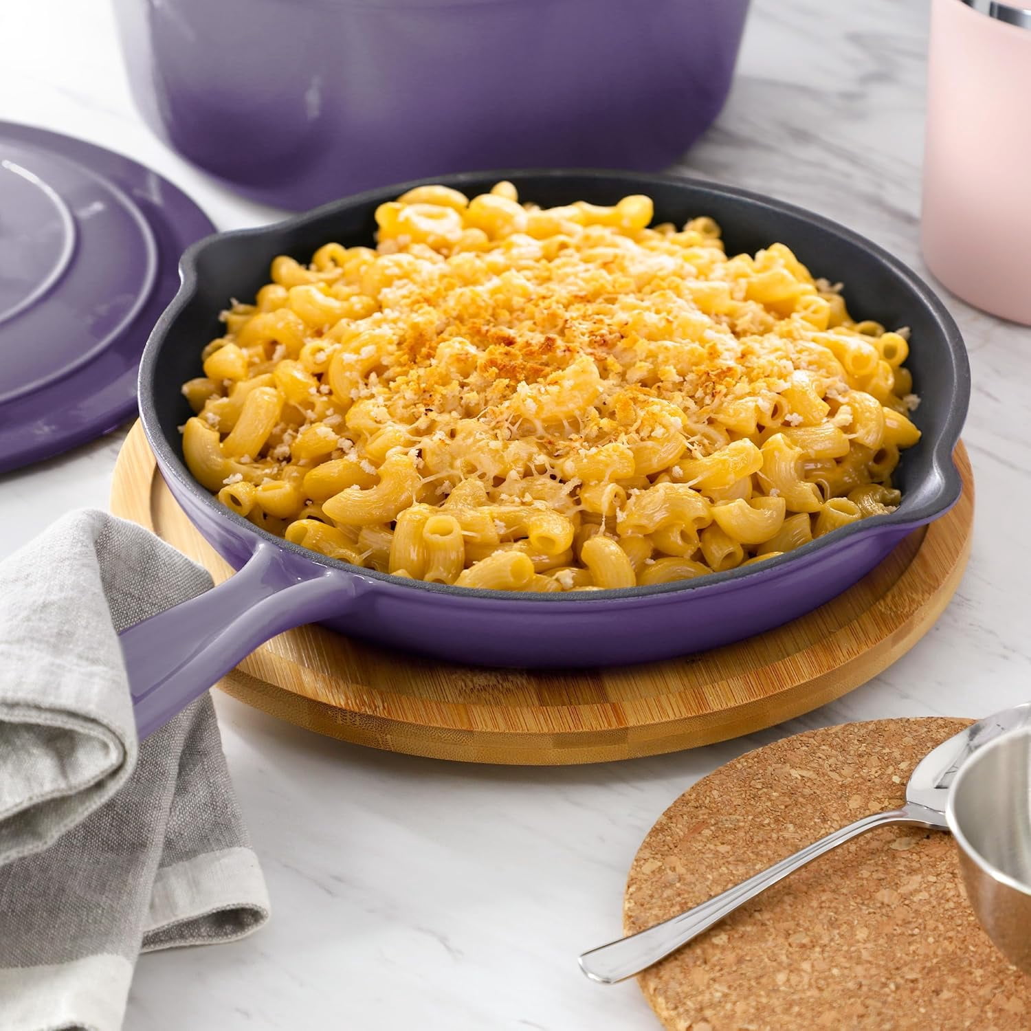 7 Piece Enameled Cast Iron Cookware Set, Purple