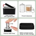 thumbnail image 5 of 9 Pcs Bathroom Accessory Set Shower Curtain and 12 Hooks Table Trash Can Soap Dispenser Soap Dish Non Slip Bathroom Rugs Cup and Cotton Swab Holder Complete for Bathroom Decor (Black), 5 of 8