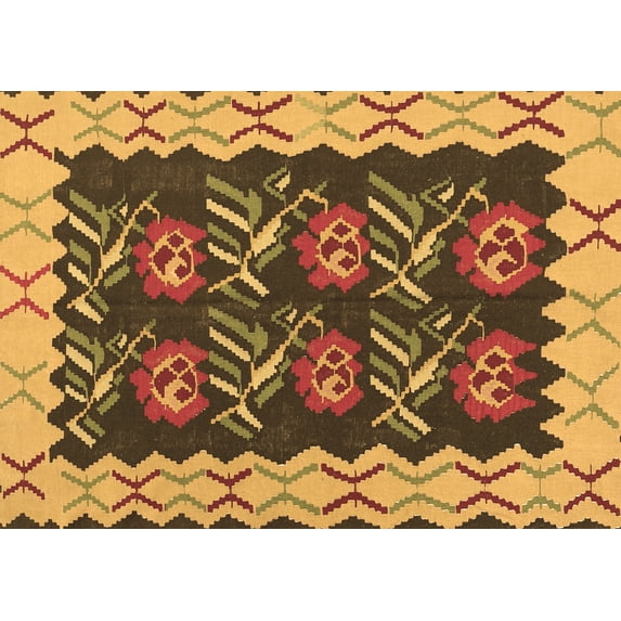Ahgly Company Indoor Rectangle Abstract Brown Contemporary Area Rugs, 2' x 3'