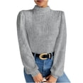 thumbnail image 1 of T-Shirt à Manches Longues Couleur Unie pour Femmes Col Rond Extensible Décontracté Blouse Ample, 1 of 8