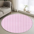 thumbnail image 2 of Pink Grid Round Area Rug 4 FT, Non Slip Indoor Outdoor Rug, Checkered Plaid Gingham Lattice Trellis Print Washable Soft Circular Carpet Non-Shedding Floor Mat for Coffee Table Nursery Foyer Balcony, 2 of 9