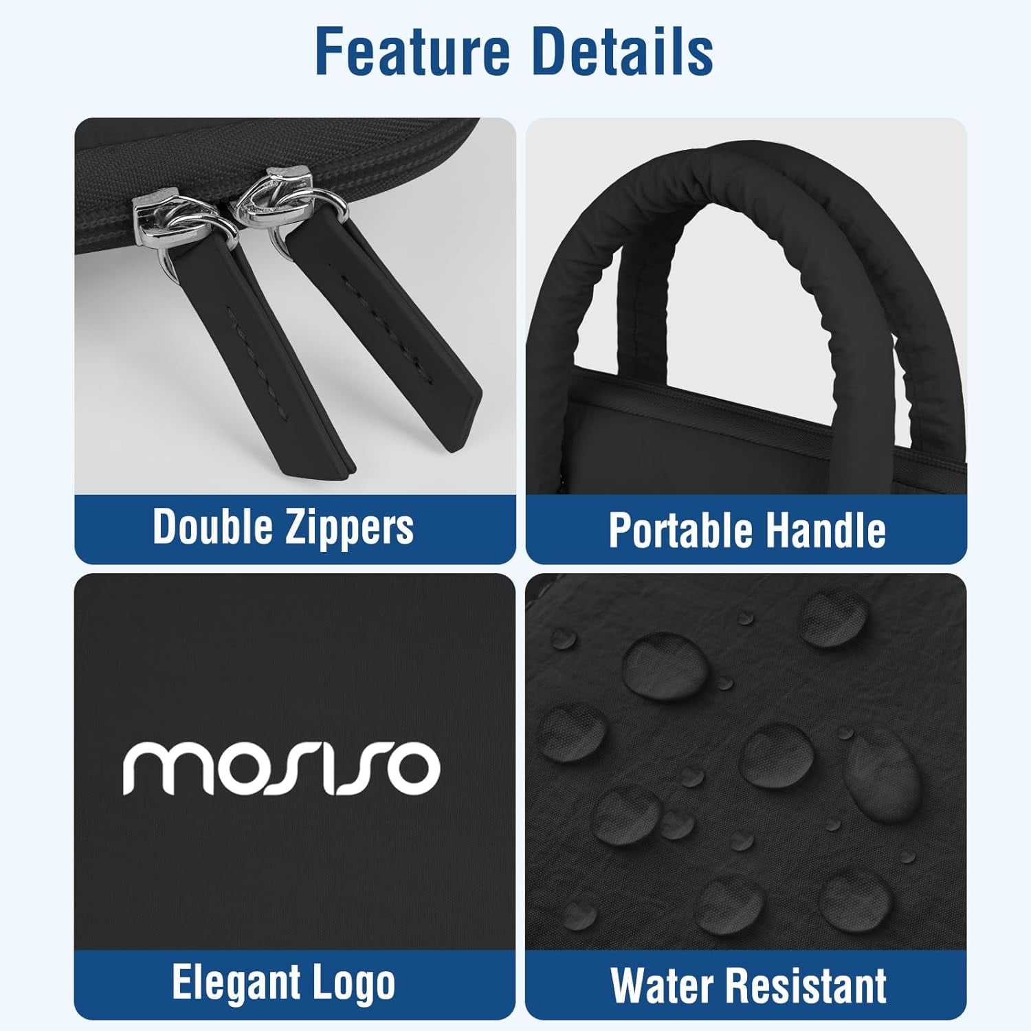 MOSISO 13-14 inch Laptop Case, 13.3 inch Puffy Laptop Sleeve Compatible with MacBook Air 13 13.6/Pro 13/Pro 14,HP Acer Dell ASUS Lenovo, Rectangle Quilted Computer Bag with Handle&Flower Pendant