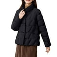 thumbnail image 5 of ZHOGXU Women's Coat Long Sleeve Stand Collar Solid Color Button Thickened Comfortable Stylish Jacket For Casual Daily Wear Black L, 5 of 5