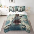 thumbnail image 2 of Erosebridal Raccon Riding Shark Bed in a Bag Queen size,Ocean Wildlife Bedding Queen Size,Animal Bedroom Decor,Reversible,Ultra Soft,7-Piece, 2 of 5