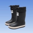 thumbnail image 2 of hopeusnice Kids Rain Boots Mid Calf Style Pull On Closure Waterproof Sole Warm Lining For Wet Weather Outdoor Activities Black 24, 2 of 5