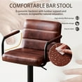 thumbnail image 4 of Bar Stools Set of 2, PU Leather Adjustable Height 360° Swivel Barstools with Backrest and Armrests, Counter Height Bar Chairs for Kitchen Island, Bar, Dining Room, Reddish Brown, 4 of 13