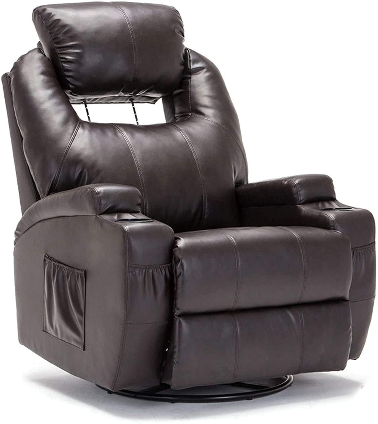 Massage Recliner Chair Bonded Leather Heated Reclining Rocker Lounge Sofa Chair W Cup Holder