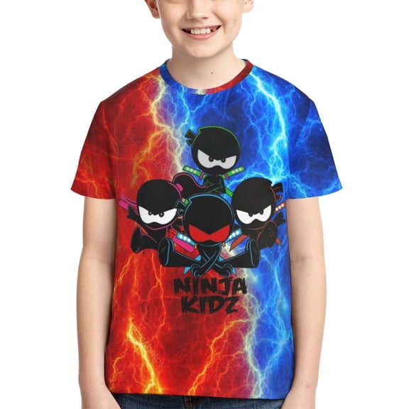 Ninja Kidz Boys Girls T Shirt Kids Short Sleeve Crewneck 3d Printed Graphic Shirts For Kids Youth X-Small