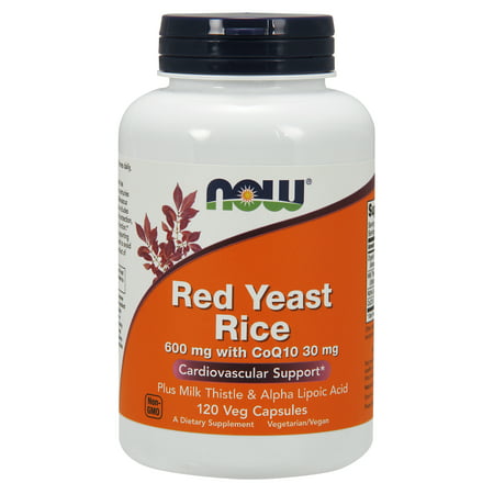 NOW Supplements, Red Yeast Rice with CoQ10, plus Milk Thistle & Alpha Lipoic Acid, 120 Veg