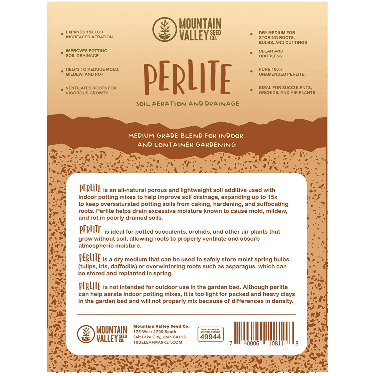 Horticultural Grade Perlite - Five 8 Quart Bag ~2 Lbs Each - Grade 1, Fine Coarseness (~1/8 Inch Particles) - Soil Amendment Additive - For Growth, Aeration & Drainage for Potting Mix