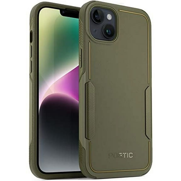 Poetic Neon Case for iPhone 14 Plus, Dual Layer Heavy Duty Drop Protection, Military Green